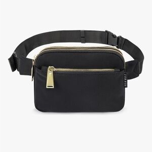 Pebbled Black Leather Crossbody Belt Bag